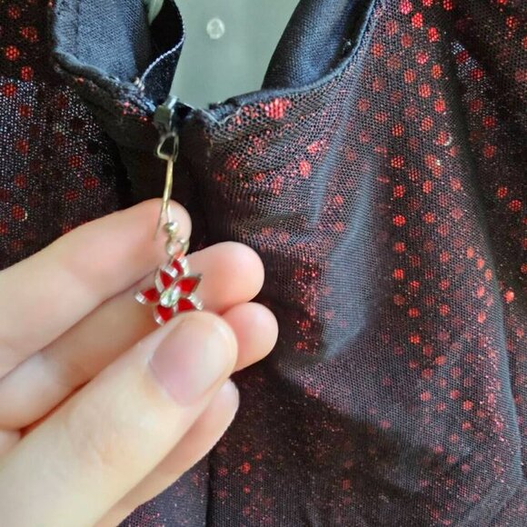 Vintage JSBoutique 90s Red & Black Beaded Criss Cross Back Maxi Formal Dress - Picture 10 of 15